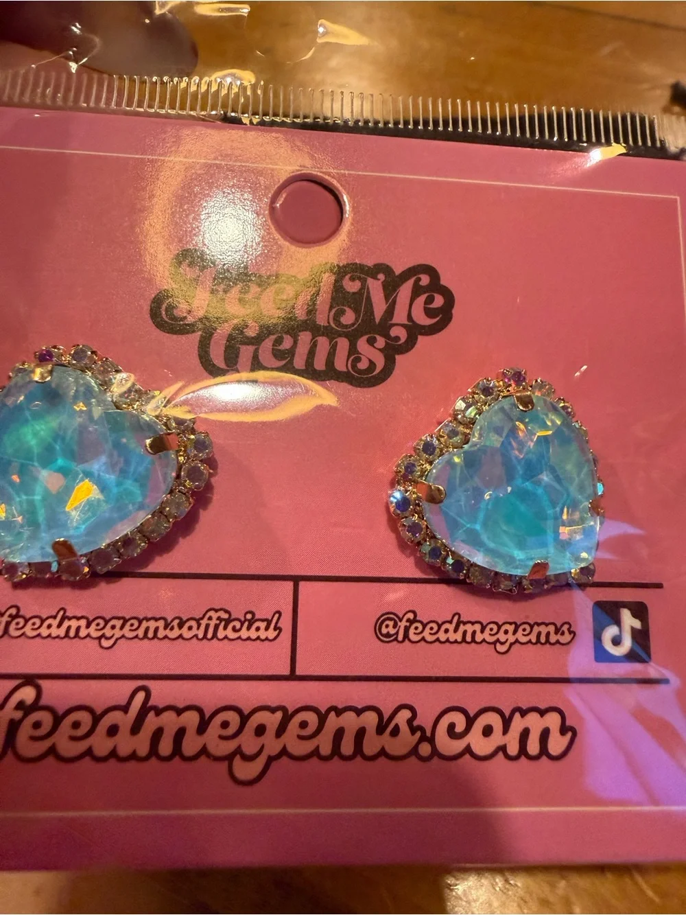FEED ME GEMS BLUE OPAL SIGNATURE HEART STUDS !!! New!!!!